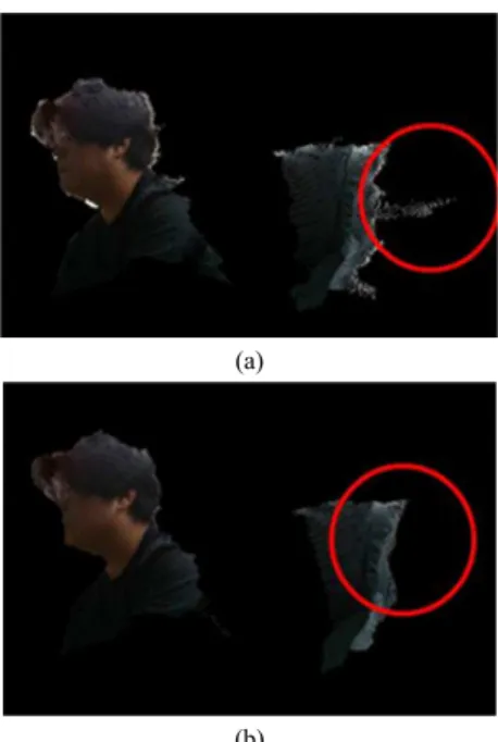 Fig.  10  (a)Noise  due  to  unclear  boundaries,  (b)Noise  reduction  result