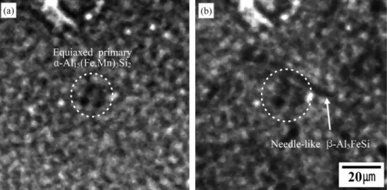 Fig. 6. SEM and EDS analysis results of the Al-Si-Cu alloy solidified at 100 µm/s of pulling rate.