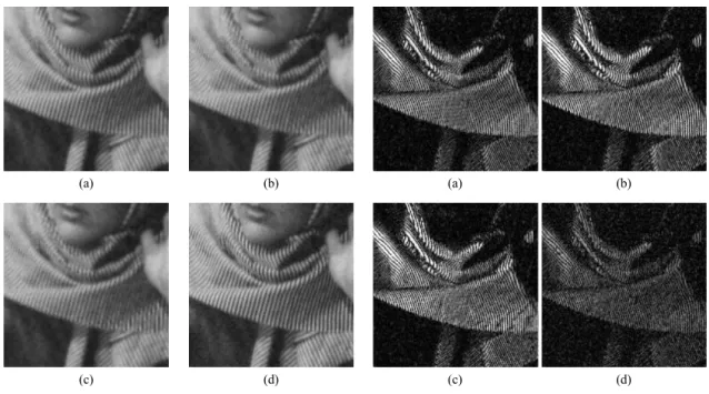 Fig.  4  Enlarged  boat  image  with  AWGN (a)  GF  (b)  A-TMF  (c)  AWMF  (d)  PFA