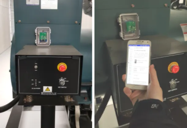 Fig.  5  The  Manual  Management  Module  Attached  to  Industrial  Generator  and  the  Application  Test 