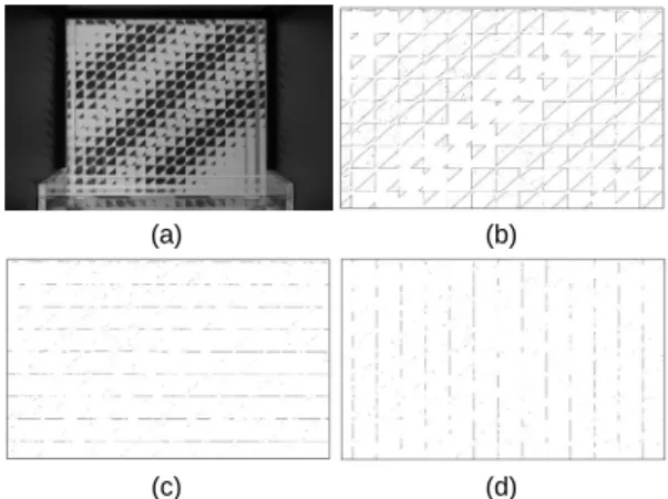 Fig. 8 (a) Input image (b) edge image (c) after horizontal  median filtering (d) after vertical median filtering