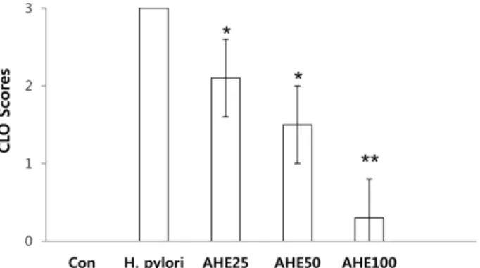 Figure 2. Score of rapid urease test with CLO test kit in H.