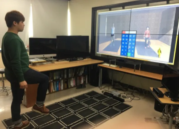 Fig. 1 The multiple kinect sensor-based pose estimation  system used in the Unity3D exercise game