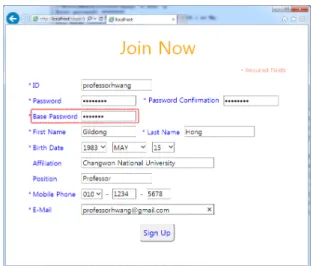 Fig. 3 Sign up including base password