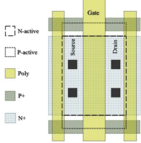Fig. 2 DGA n-MOSFET layout structure