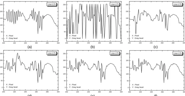 Fig. 2 Simulation result of Barbara image (a) SWMF  (b) RSIF (c) MNRF (d) PFA