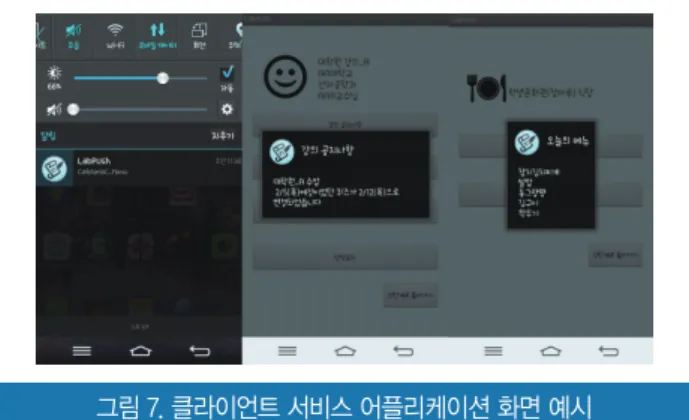 그림 7. 클라이언트 서비스 어플리케이션 화면 예시