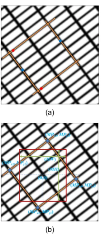 Fig. 4 The operation result of mapping points (a) region  of interest on the pattern image (b) mapping points