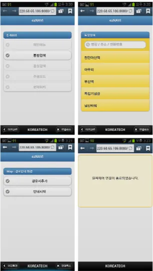 그림 6.  제어자의 웹 브라우저 실행화면 Fig. 6 Screenshots of controller’s web browser