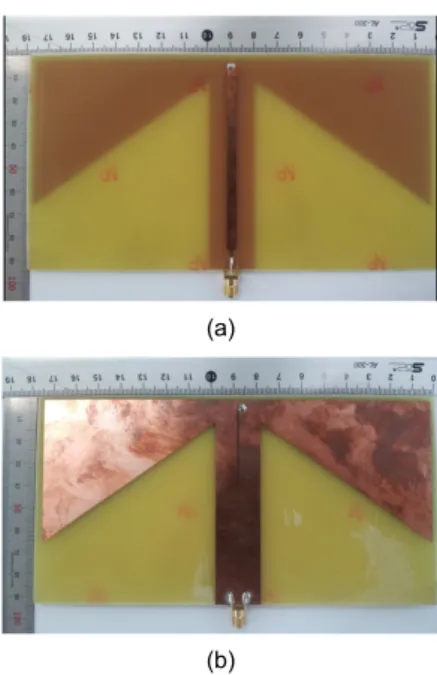 그림 8.  제작된 안테나 : (a) 전면 (b)  후면 Fig. 8 Fabricated antenna : (a) front (b) back 