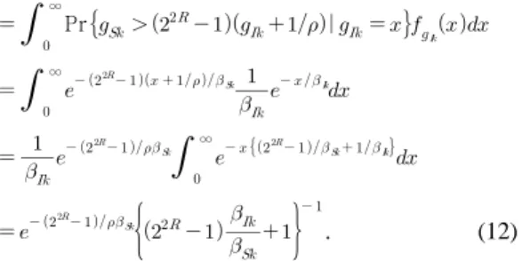 Fig. 2 Outage probability for different sets of relay  candidates(i.e., Case I and Case II) when   m i n  , 