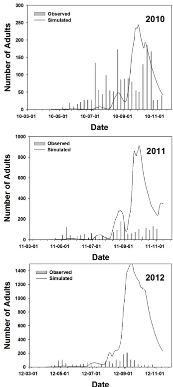 Fig. 2.  Adult development model for temperature-dependent  rates of Riptortus pedestris