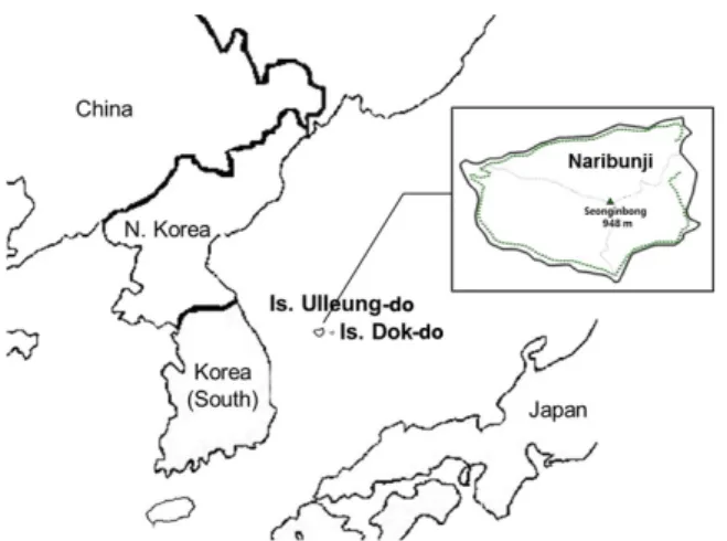 Fig. 1.  Map indicated the location of Is. Ulleung-do.