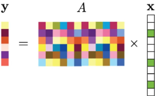 그림 1.  압축센싱기법을 도식화한 수학 모델 Fig. 1 Compressed sensing signal model