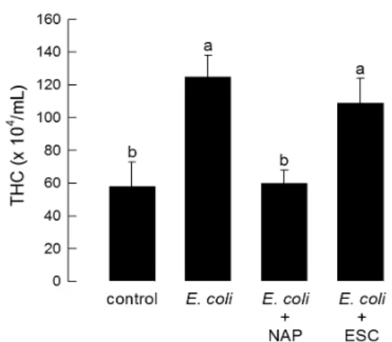 Fig. 6.  Effect of different eicosanoids on the increase of hemocyte  density in response to bacterial challenge during last instar larval  stage of Spodoptera exigua 