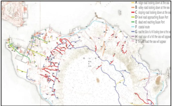 Figure 31. Distribution of 100 years roadscape types on the map of 1919