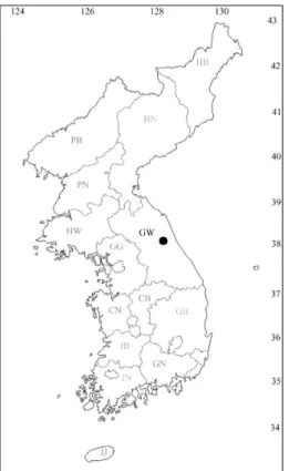 Fig. 1.  The collection locality of Pseudanostirus ecarinatus (Stepanov, 1930) in Korea