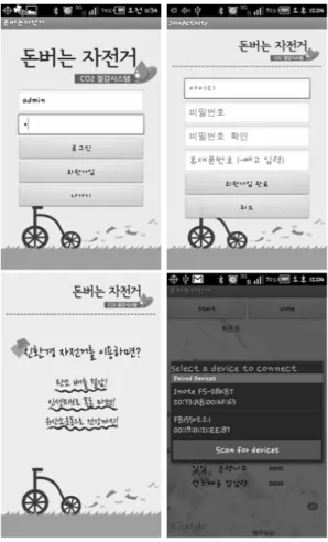 그림  6.  개발된  안드로이드  어플리케이션 Fig.  6  The  developed  android  application