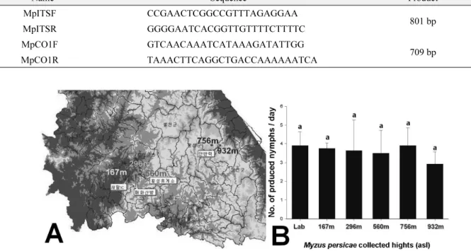 Table 2.  Primers used in analysis of  M. persicae rRNA and mtCO I