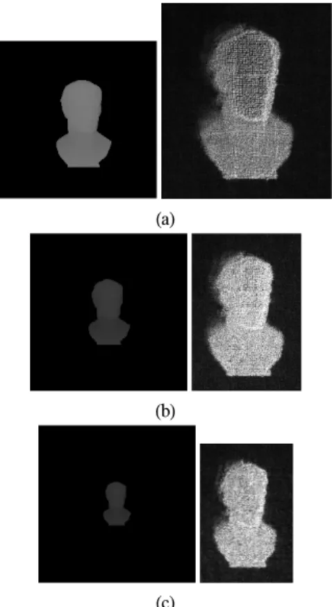 Fig.  10  Manipulating  the  depth  information(resizing) (a)  original  depth-map  and  holographic  reconstruction 