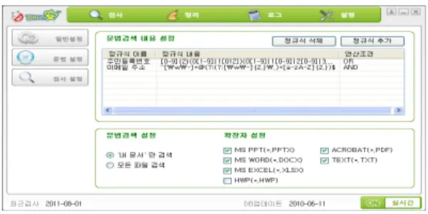 그림  7.  정규식  추가  화면 Fig.  7  Regular  Addition  Screen