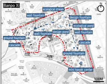 Figure 1. Banpo Xi waterscape facilities