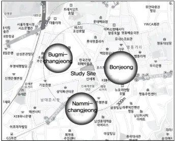 Figure 1. Study site Source: map.naver.comⅠ. 서론서울의 광장은 대한 제국기부터 일제강점기 사이에 형성되었다. 광화문 광장과 서울 광장은 시민의 의견을 표출하는 대표적인 공간이다