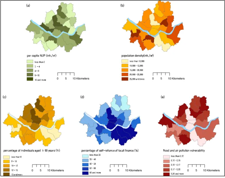 Figure 2. Mapping of indices correlated with per capita NUP