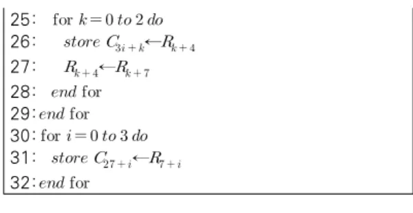 Table  9.  Algorithm  2.    Block  comb  method  for  computing  C=AB  (240bits  multiplication)  with  block 
