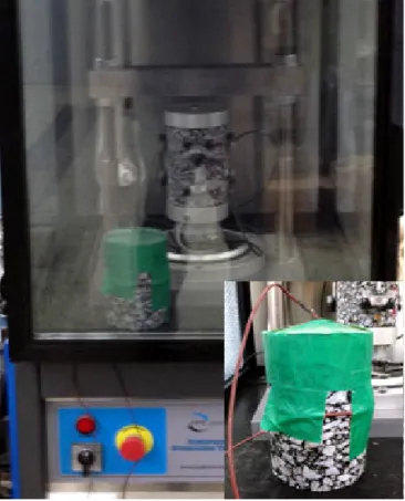Fig. 1 Cylindrical Specimen with Thermocouple in a  Temperature Conditioning Chamber