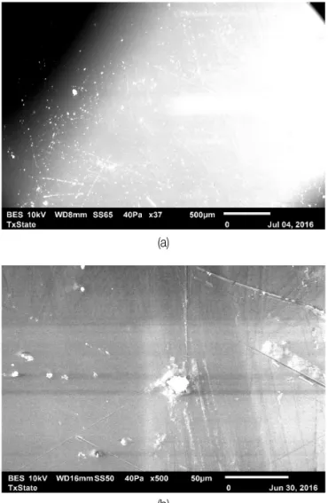 Figure 4 (b) presents the image of unaged CRMA binder with a scan size of 50 µm and a magnification level of 500×.