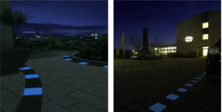 Fig. 3 Phosphorescence Case Study in Europe (a) Phosphorescent Line Marking Case in the Netherlands