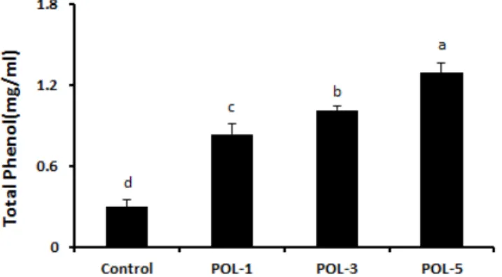 Fig. 1. Total phenolic compounds of breads added with different amount of Portulaca oleracea L