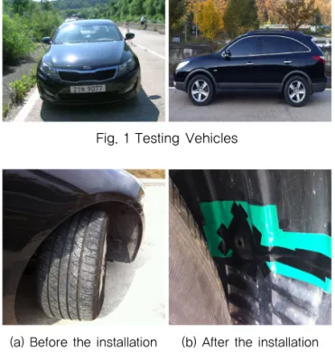 Fig. 2 Installation of the Surface Microphone(a) Before the installation (b) After the installation