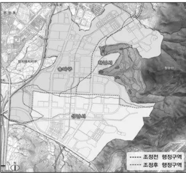 Fig.  1.  Boundary  Status  of  Wirye  new  town