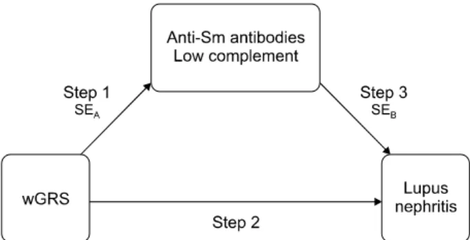 Figure 2.  Conceptual model on three-step relationship be- be-tween the exposure, mediator, and outcome