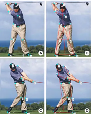 Figure 1. An example of (A) back swing and (B) follow through images of a professional golfer 