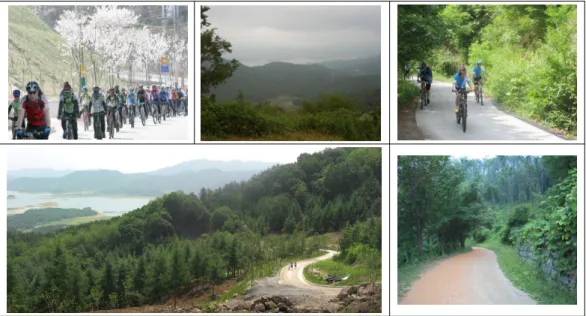 그림 산악자전거 코스[2-9] 식장산원 주요 산행코스 현황5. 제 코스1)1 약 시간 소요9.2km,3 산세가 수려하고 경사가 완만하여 세 이상 가족등산 가능함8