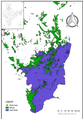 Fig. 1. Map showing the study plots in the Javadhu hills, southern Eastern  Ghats, India.