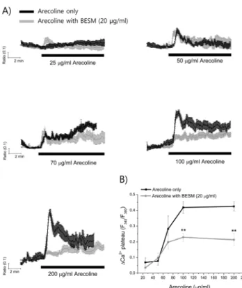 Fig. 3. Effect of BESM on arecoline‐induced[Ca 2+ ] i