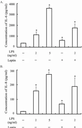 Fig. 5. Phosphorylation of Akt and Erk1/2 in leptin-treated PDL cells. PDL cells were cultured in the absence or presence of leptin  (10  µg/ml) for the indicated times