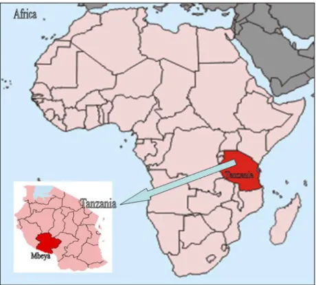 Fig. 1. Map of Africa showing the location of Tanzania and Mbeya regionProducts (NWFPs) by local communities surrounding 