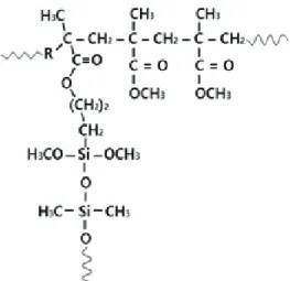 Figure 5. Expected chemical structure of surface modifier  prepared with reaction of MP copolymer with HO-PDMS.