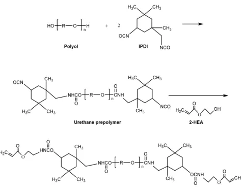 Figure 1. Preparation process of polyurethane acrylate oligomer. 
