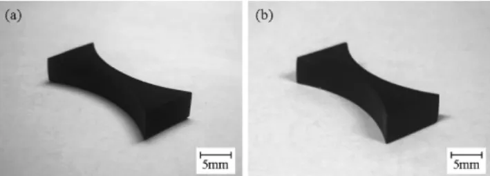 Figure 3. Compressive Broutman specimens of: (a) pure  phe- phe-nol and (b) CNT-phephe-nol composites.