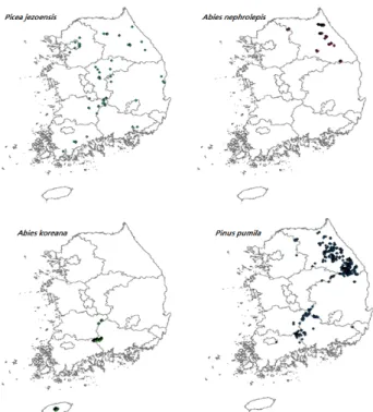 Fig.  2.  Presence  data  of  endangered  Conifer  tree