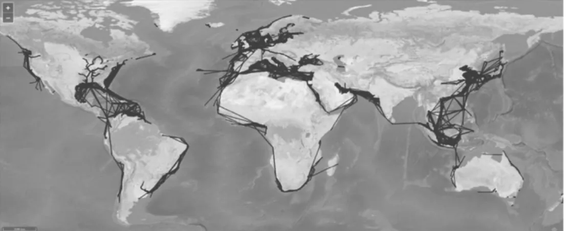 Fig. 1. An example of the ship routes obtained filtering. Data: Fiorini et al.[2016]
