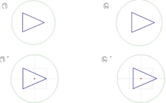 Figure 1과 같이 무게중심을 활용한 디자인 측면에서 어느 것이 더 안정적인가를 살펴 보면, 개인차가 있을 수도 있겠지만 실제 디자인에서는 대부분 ㉡ 을 사용한다