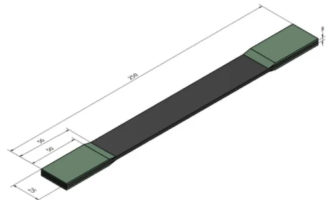 Fig. 1 Geometry of the tensile testing specimen