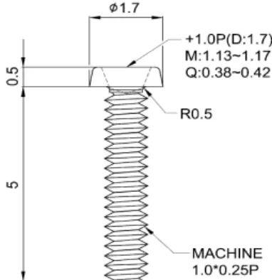 Table 1 Dimensions for initial punch design (unit: mm) H T D M r  θ  0.3 0.62 1.7 1.16 0.55  36 